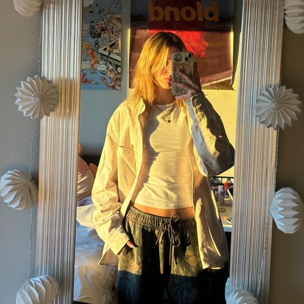 H&M Cream Casual Button Down Shirt